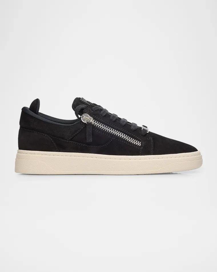 Men's Double-Zip Suede Low-Top Sneakers by GIUSEPPE ZANOTTI
