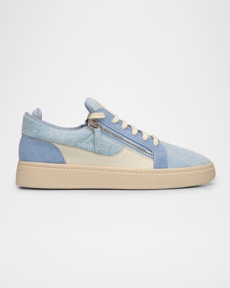 Men's GZ94 Denim, Leather, & Suede Double-Zip Sneakers by GIUSEPPE ZANOTTI