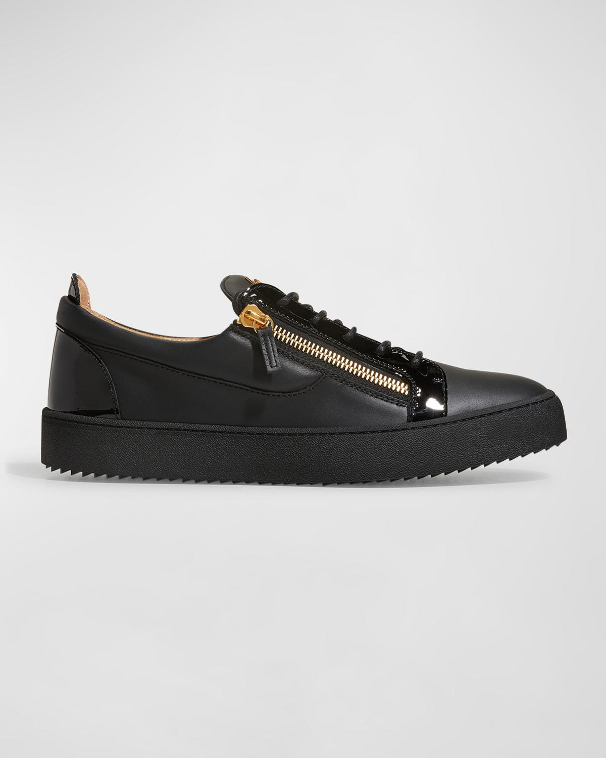 Men's London Double-Zip Leather Low-Top Sneakers by GIUSEPPE ZANOTTI
