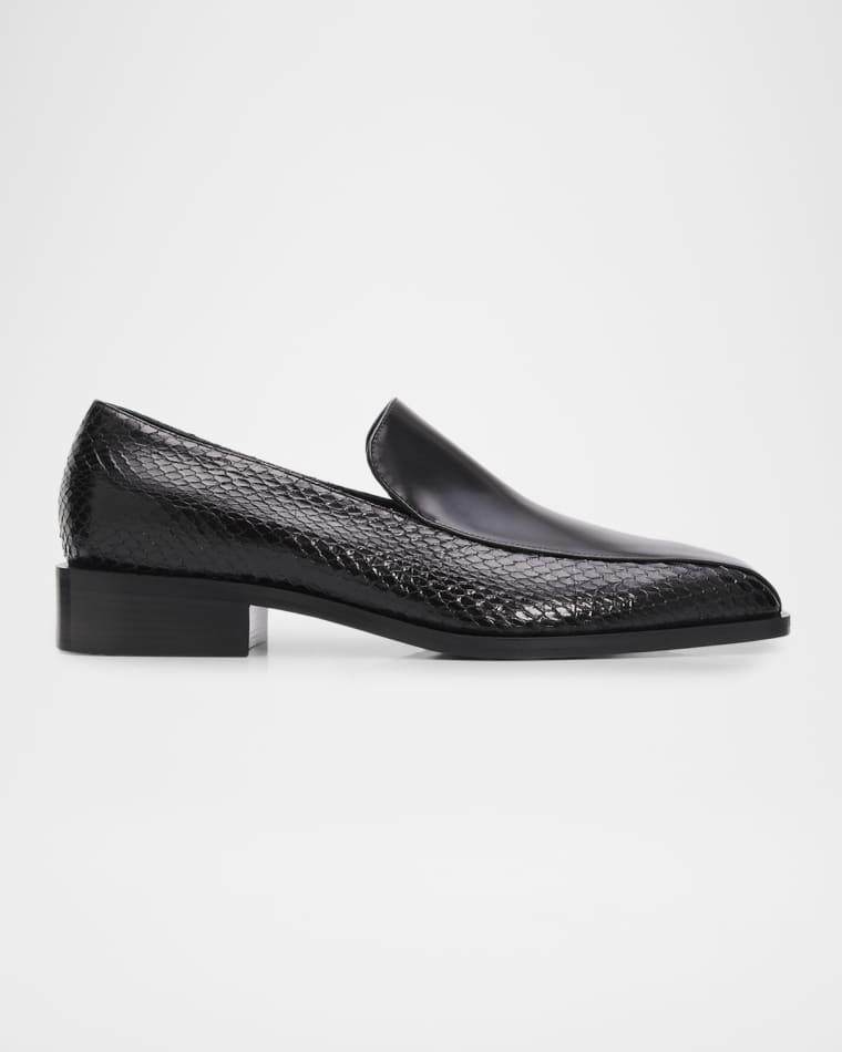 Men's Python Leather Square-Toe Dress Loafers by GIUSEPPE ZANOTTI