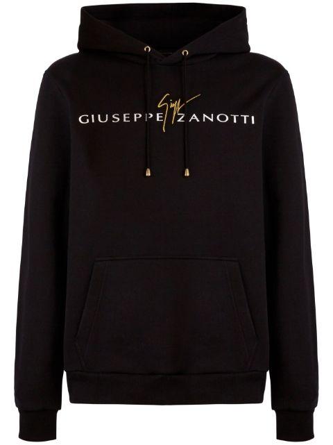 logo-print cotton hoodie by GIUSEPPE ZANOTTI