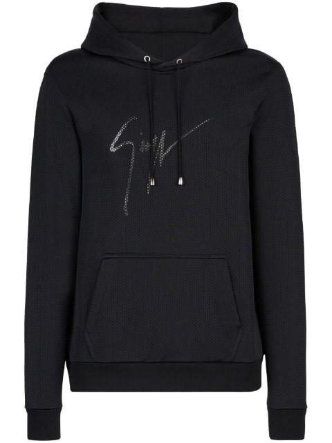 logo-print cotton hoodie by GIUSEPPE ZANOTTI