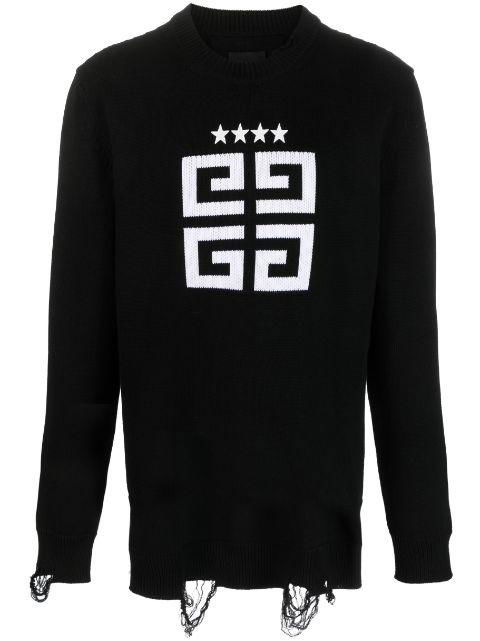 4G-motif distressed cotton sweatshirt by GIVENCHY