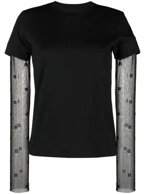 4G tulle-sleeve T-shirt by GIVENCHY