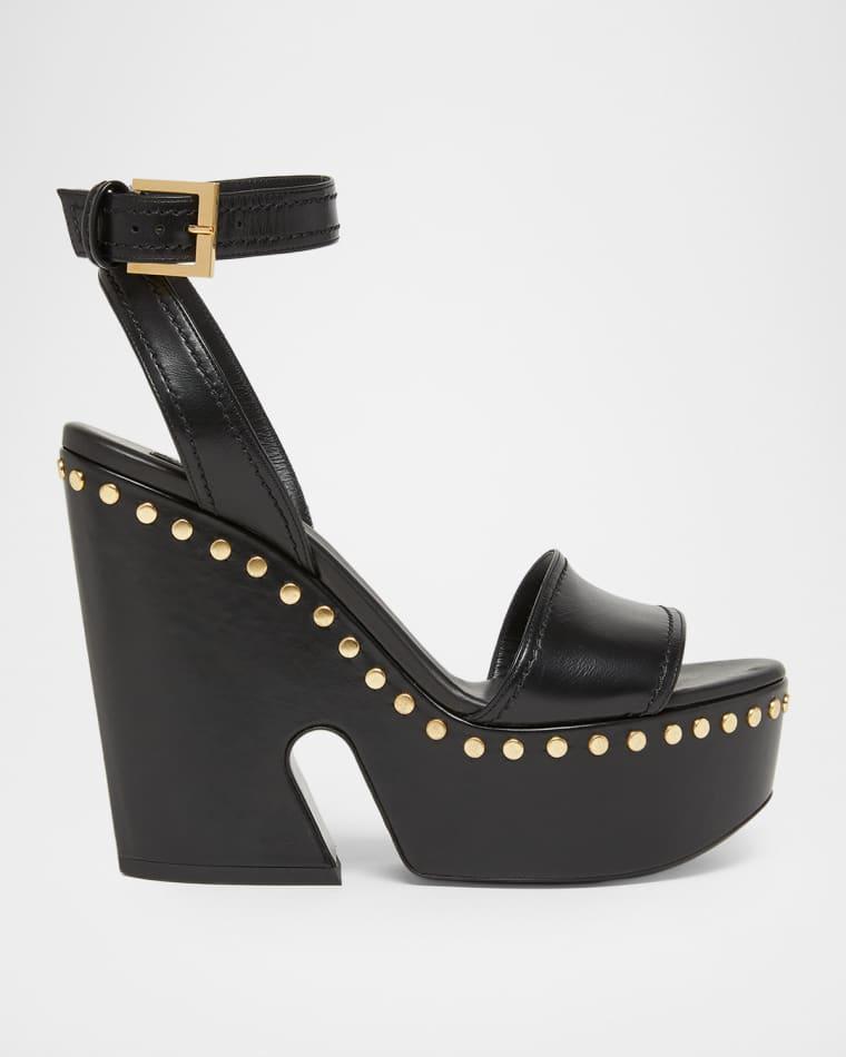 95mm Platform Leather Clog Sandals by GIVENCHY