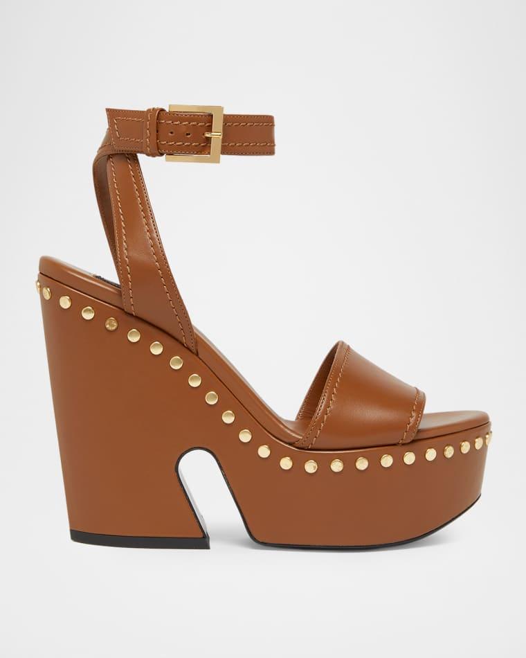95mm Platform Leather Clog Sandals by GIVENCHY