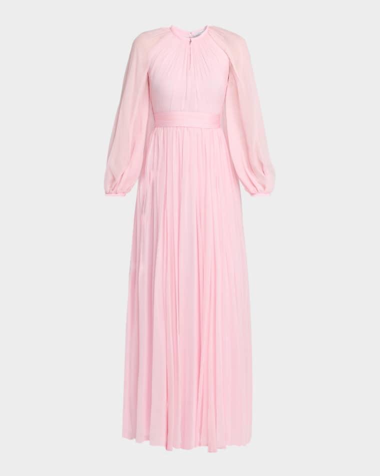 Balloon-Sleeve Silk Chiffon Gown by GIVENCHY