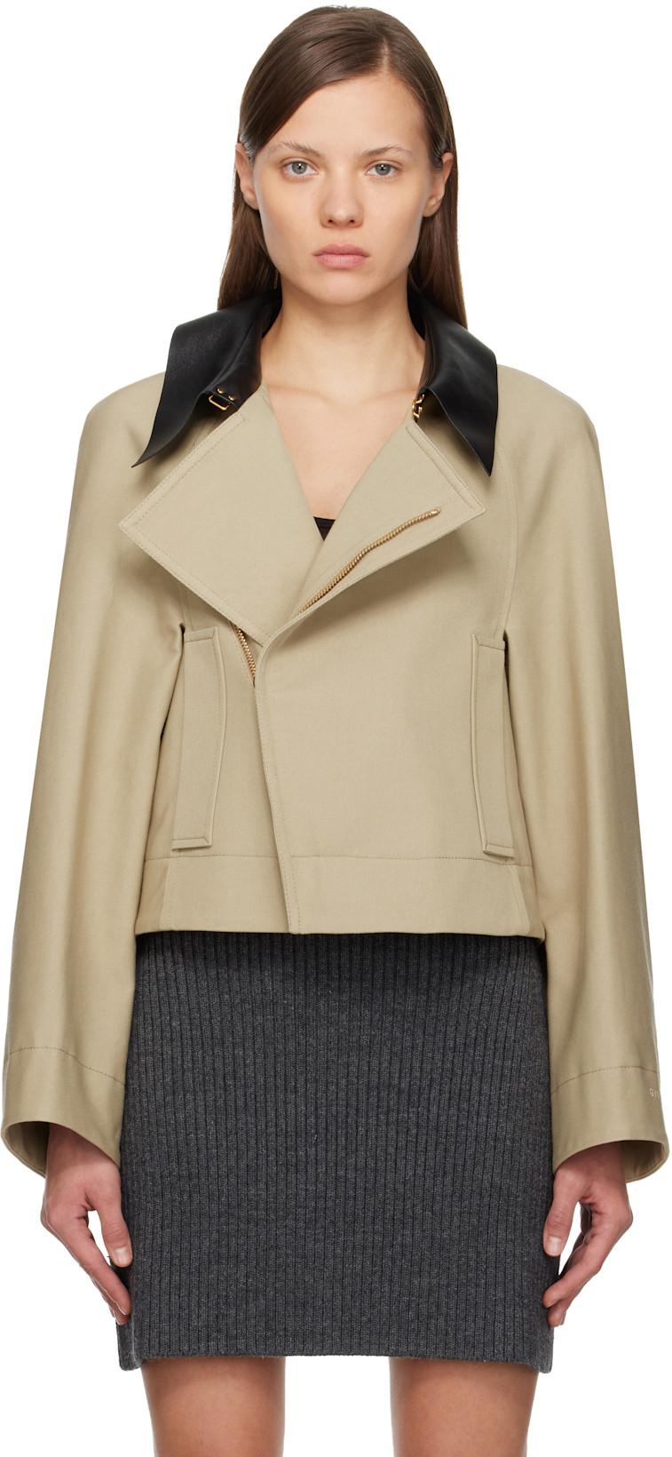 Beige Cropped Peacoat by GIVENCHY