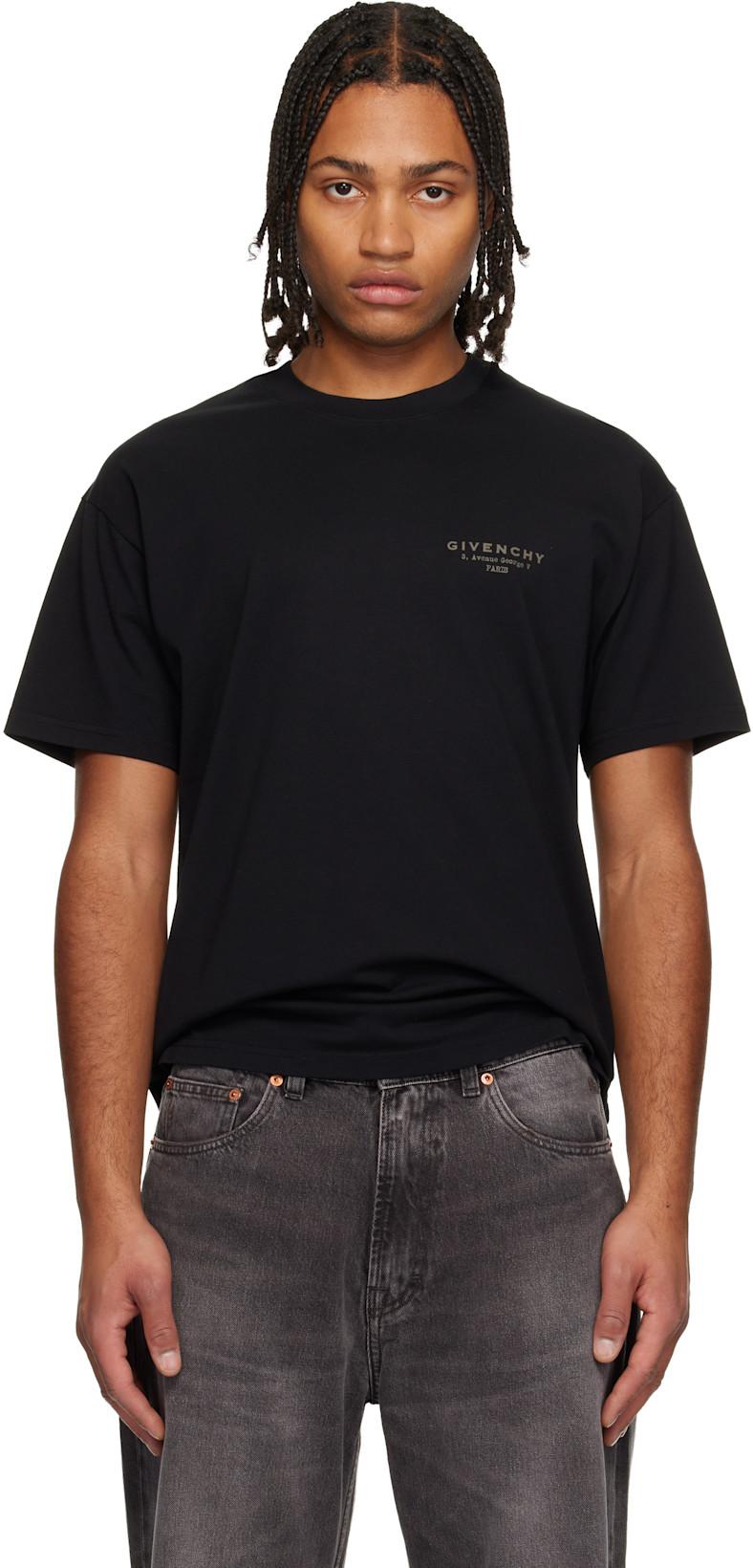 Black Cotton 'GIVENCHY' Stamp Print T-shirt by GIVENCHY