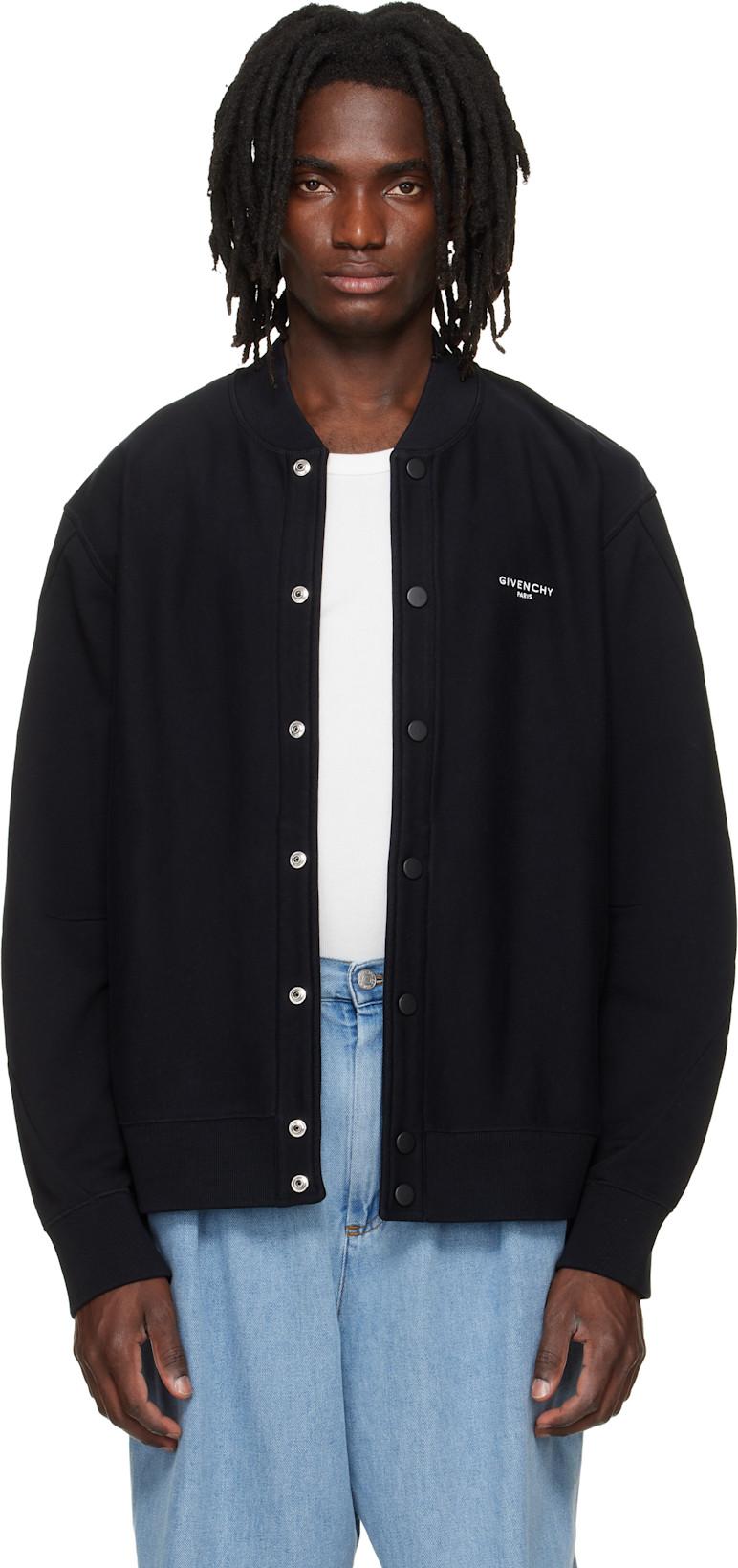 Black Couture Seam Fleece Embroidered Cardigan by GIVENCHY