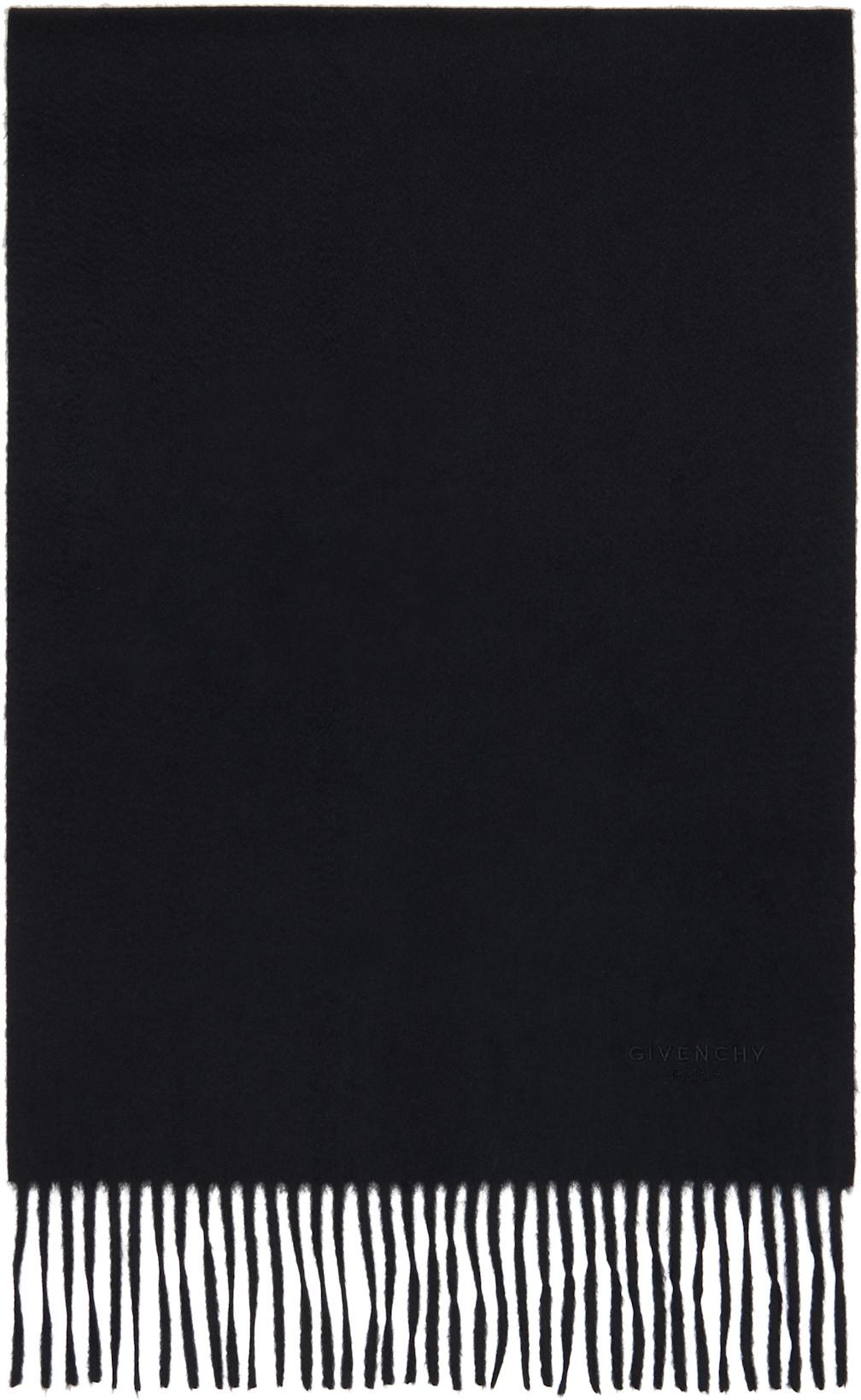 Black Embroidered Plain Scarf by GIVENCHY