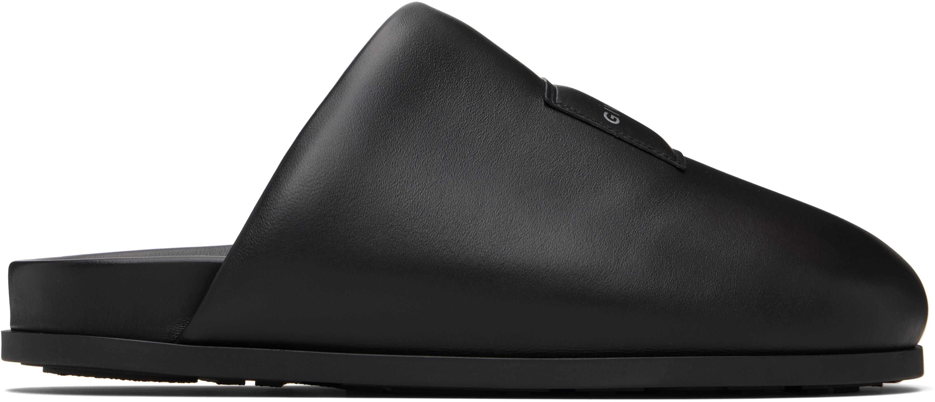 Black Puffy Nappa Leather Mule Loafers by GIVENCHY