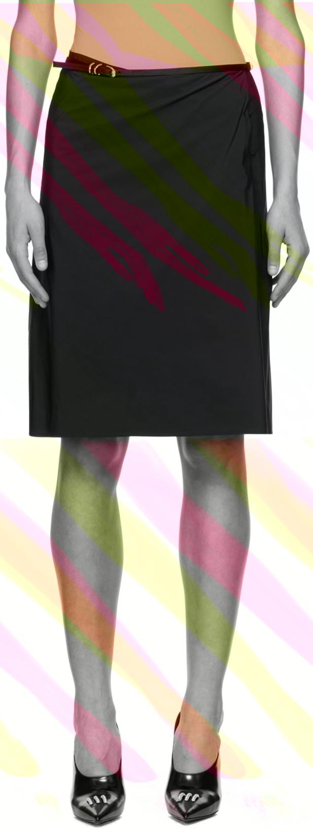 Black Voyou Belt Midi Skirt by GIVENCHY
