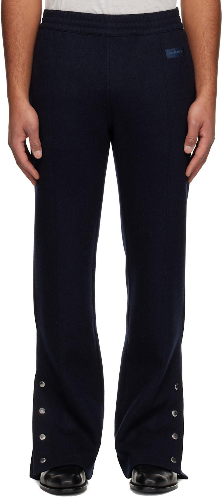 Black Wool Cashmere 'GIVENCHY' Patch Trousers by GIVENCHY