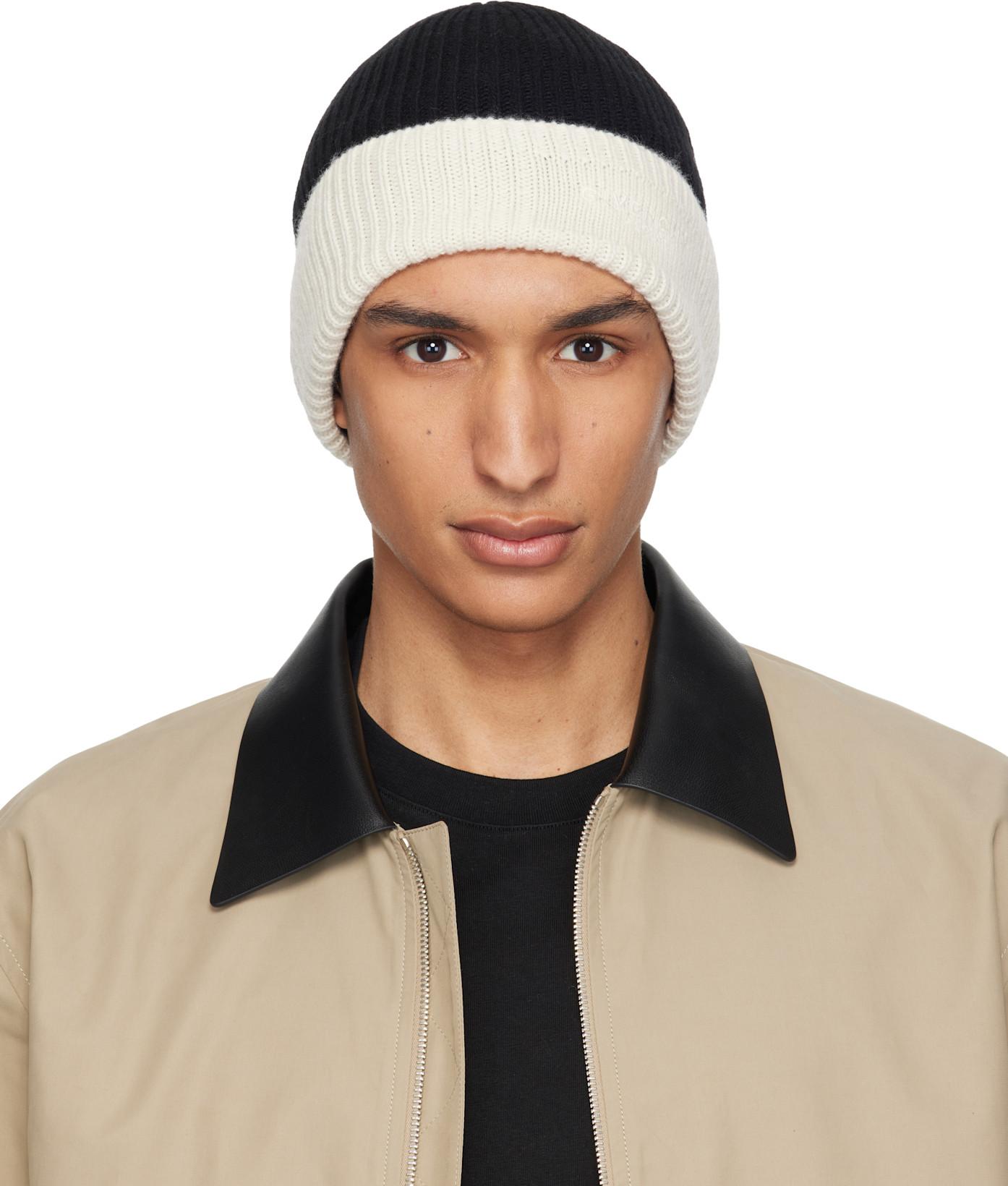 Black & Off-White Wool Beanie by GIVENCHY