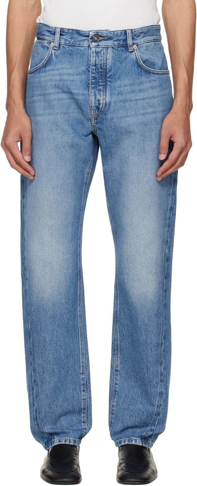 Blue Couture Seam Straight Fit Shadow Washed Jeans by GIVENCHY