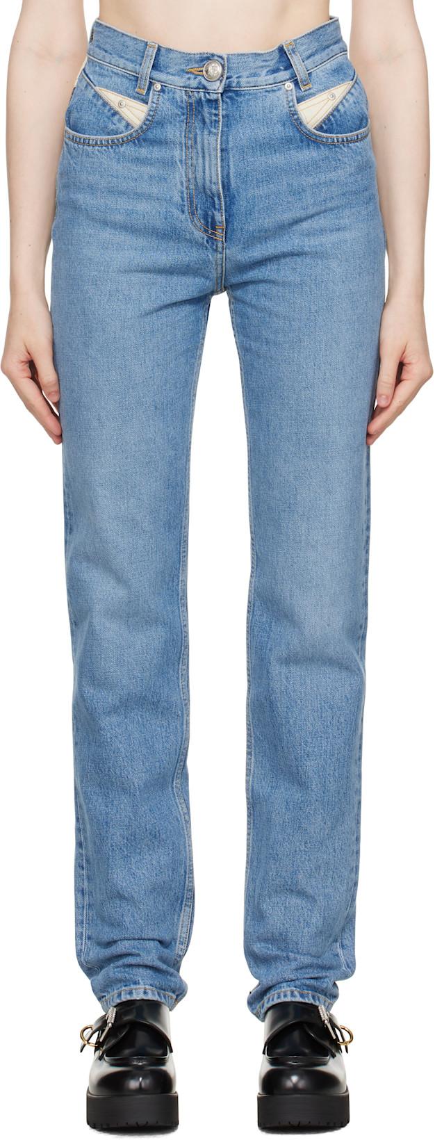 Blue Slim Fit Yoke Jeans by GIVENCHY