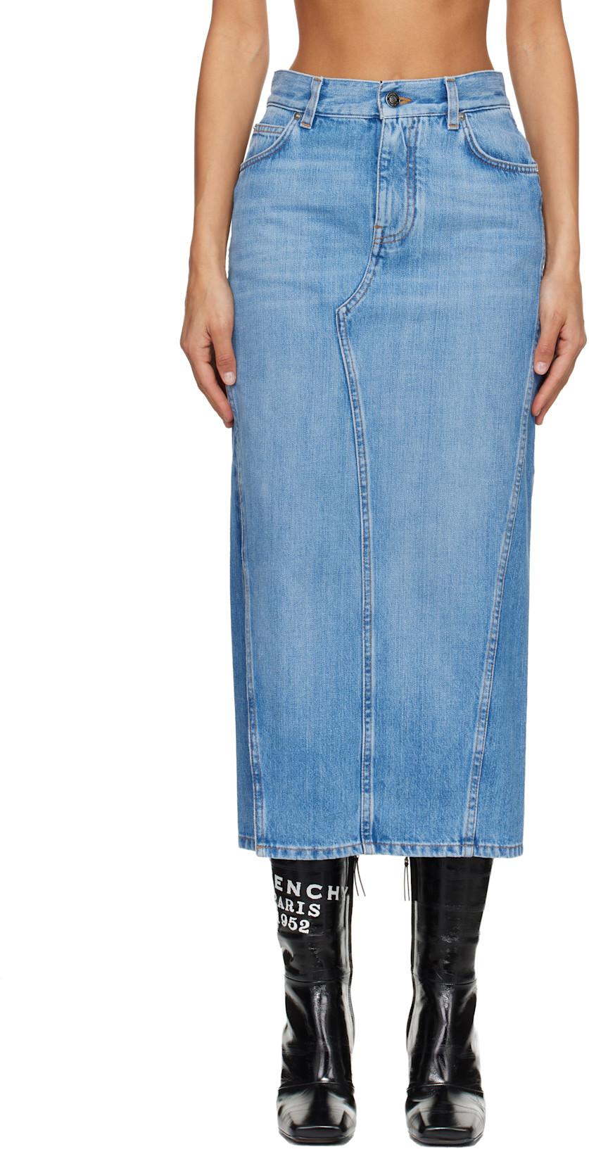 Blue Slit Denim Maxi Skirt by GIVENCHY