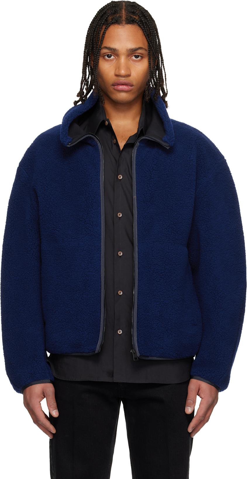 Blue Wool Fleece Bomber Jacket by GIVENCHY