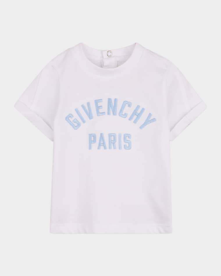 Boy's Crewneck Logo-Embroidered Cotton Tee, Size 12M-18M by GIVENCHY