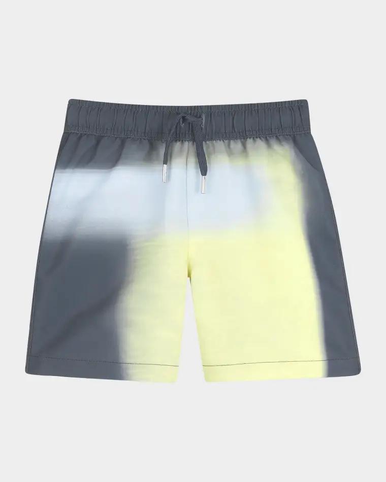 Boy's Faded Colorblock-Print Swim Shorts, Size 8-14 by GIVENCHY