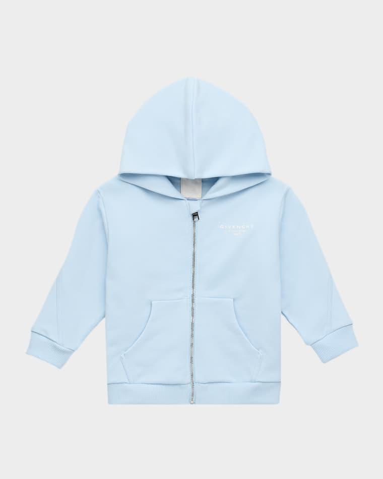 Boy's Logo Stamp-Print ZIp-Front Hoodie, Size 12M-18M by GIVENCHY