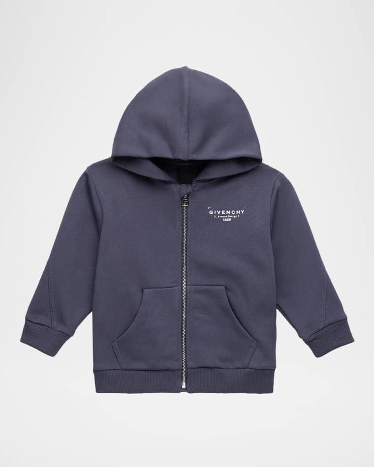 Boy's Logo Stamp-Print ZIp-Front Hoodie, Size 12M-18M by GIVENCHY
