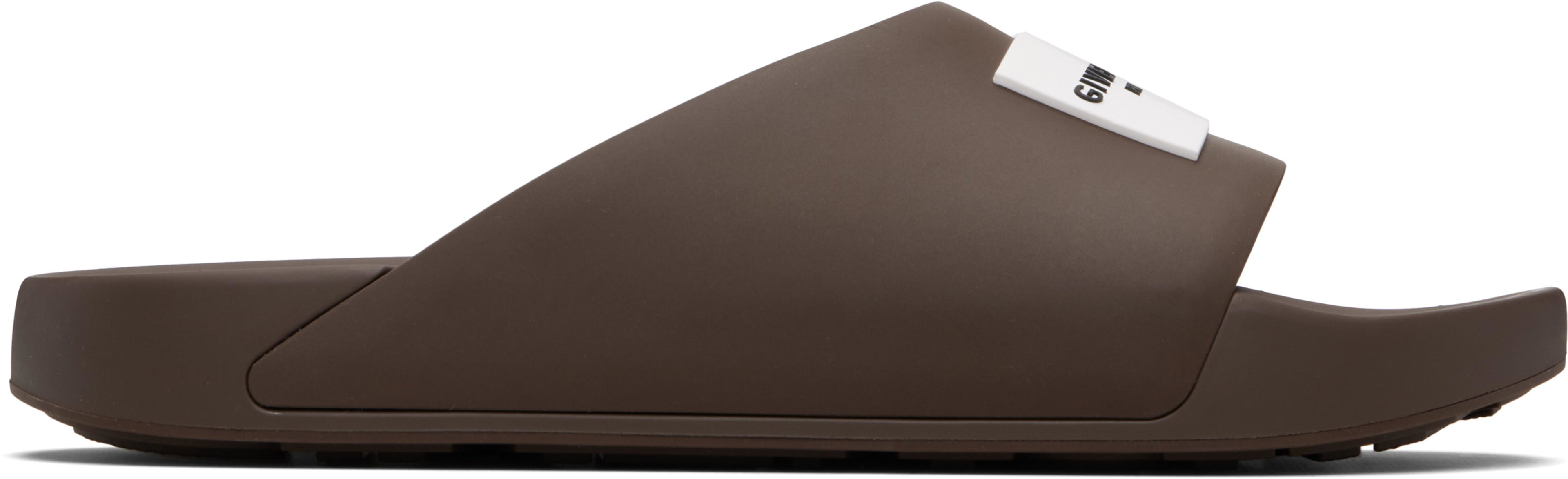 Brown Rubber Label Mule Slides by GIVENCHY