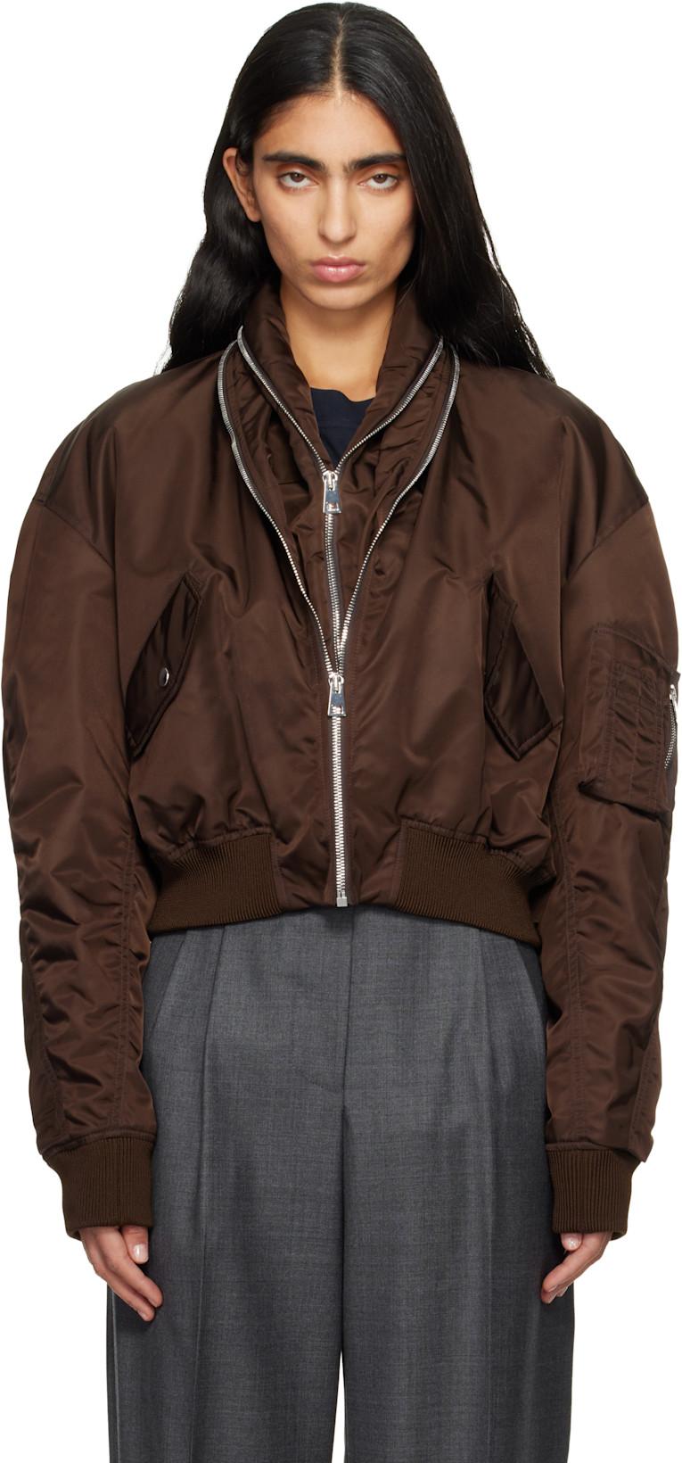 Brown Zipped Shawl Collar Bomber Jacket by GIVENCHY