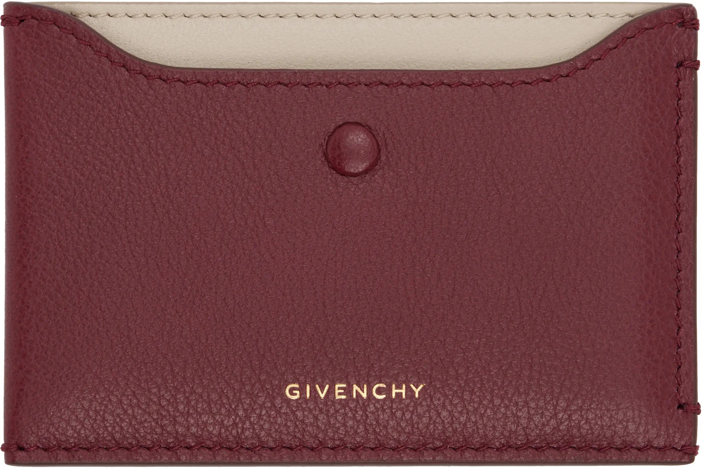 Burgundy Calfskin Card Holder by GIVENCHY