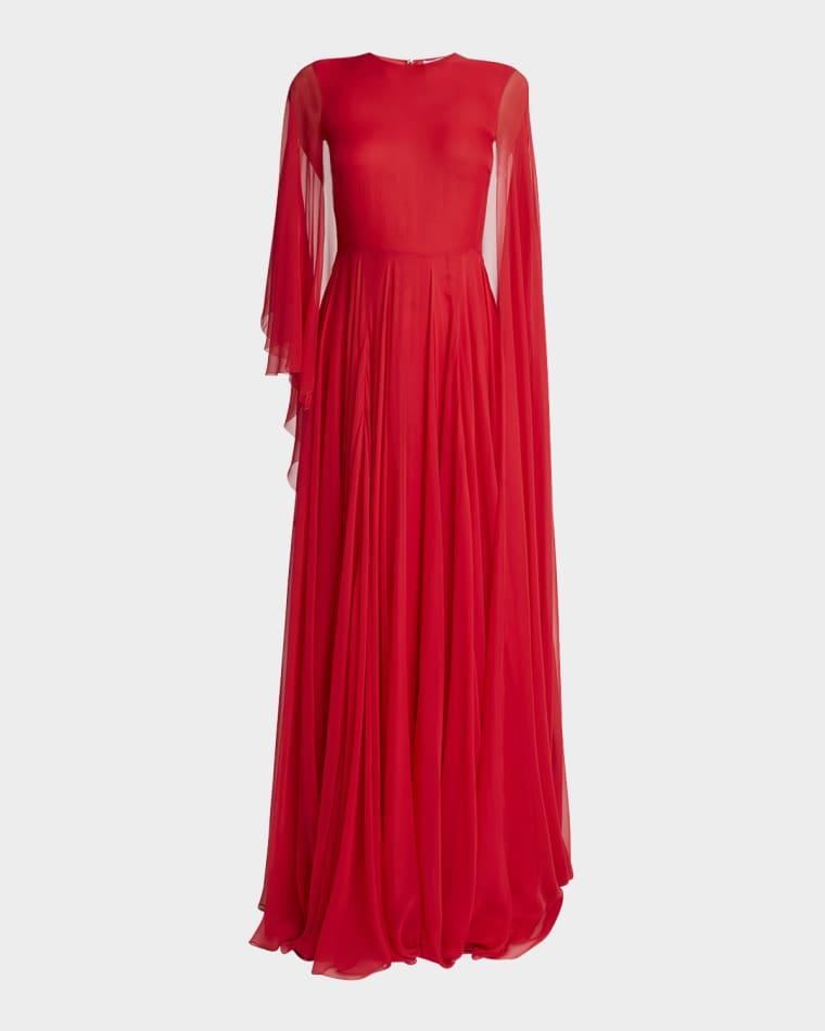 Chiffon Draped Cape Gown by GIVENCHY