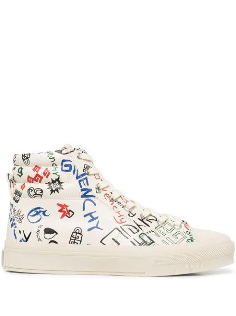 City Logo-print leather sneakers by GIVENCHY