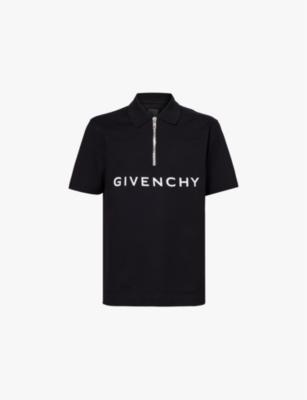 Classic-fit text-print cotton-jersey polo shirt by GIVENCHY