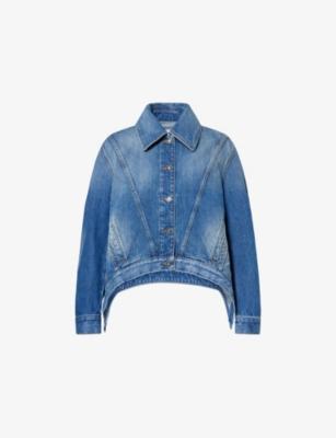 Dipped-Hem Cocoon Denim Jacket by GIVENCHY