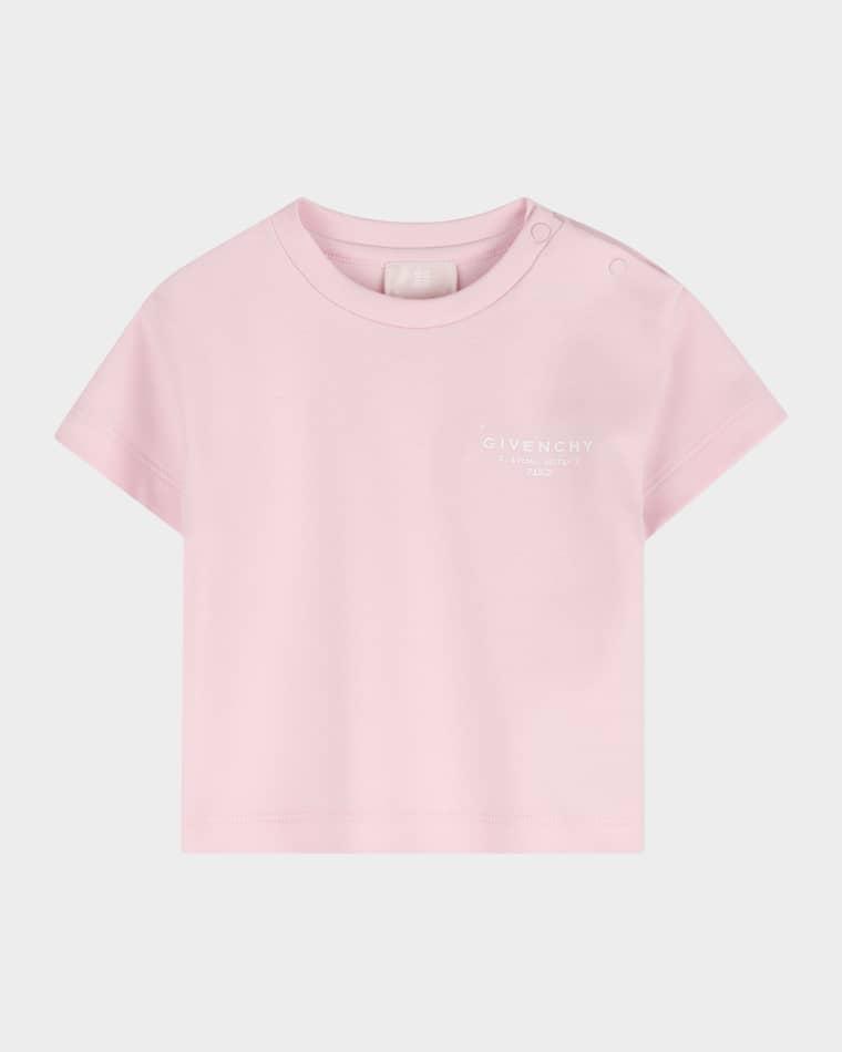 Girl's Crewneck Logo-Print Cotton Tee, Size 12M-18M by GIVENCHY