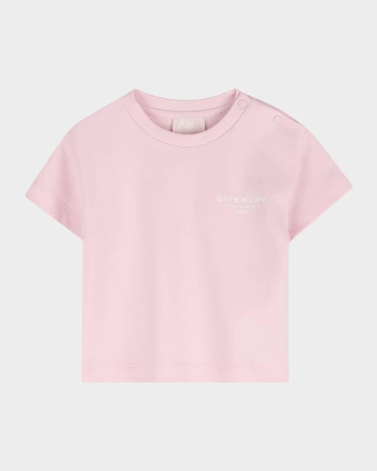 Girl's Crewneck Logo-Print Cotton Tee, Size 2-3 by GIVENCHY