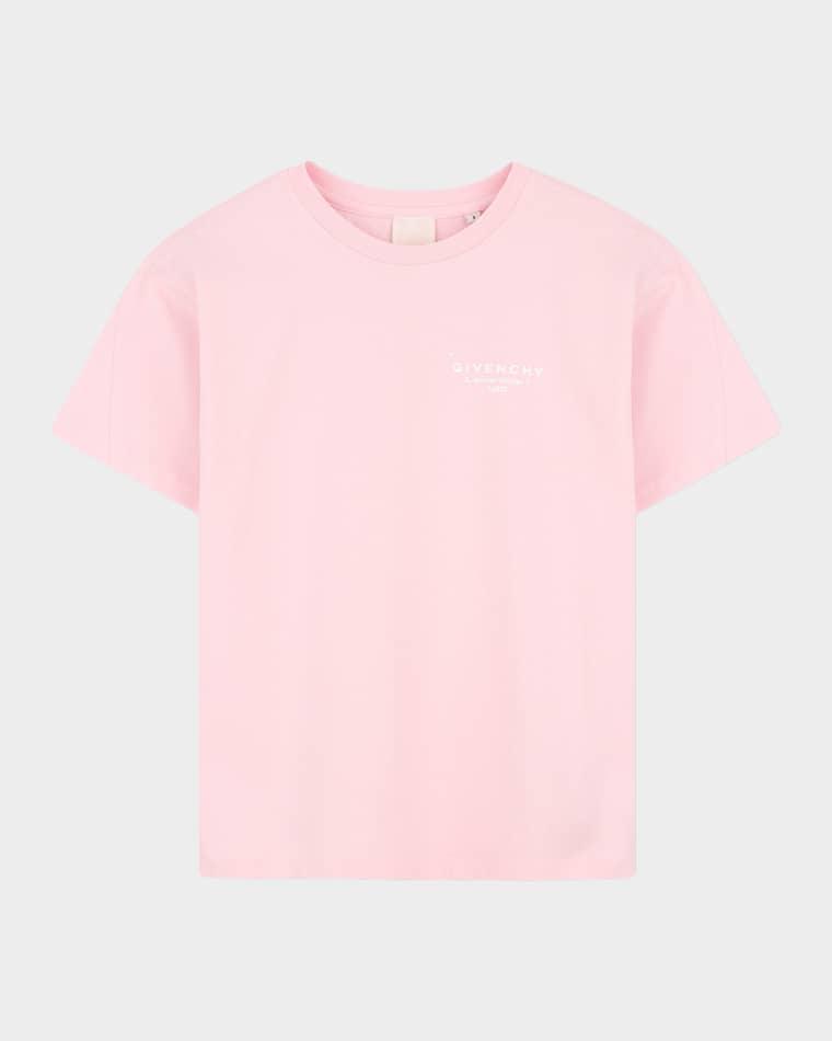 Girl's Crewneck Logo-Print Cotton Tee, Size 8-14 by GIVENCHY
