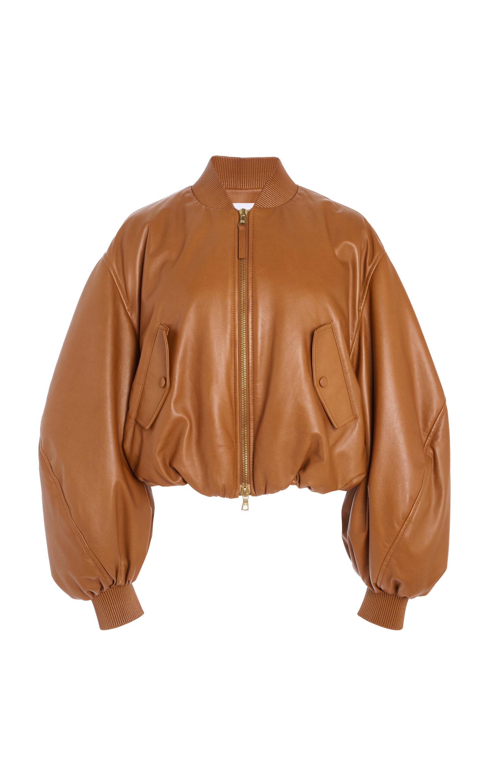 Givenchy Cropped Leather Cocoon Bomber Jacket - Moda Operandi by GIVENCHY