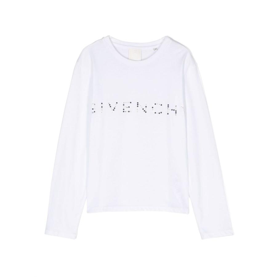 Givenchy Girls Beaded-Logo Long-Sleeve T-Shirt by GIVENCHY