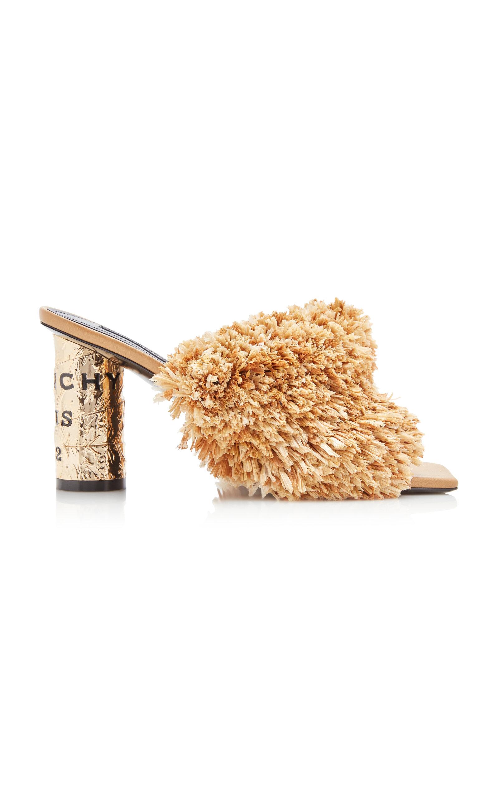 Givenchy Heel Fringed Raffia 65MM Mules - Moda Operandi by GIVENCHY