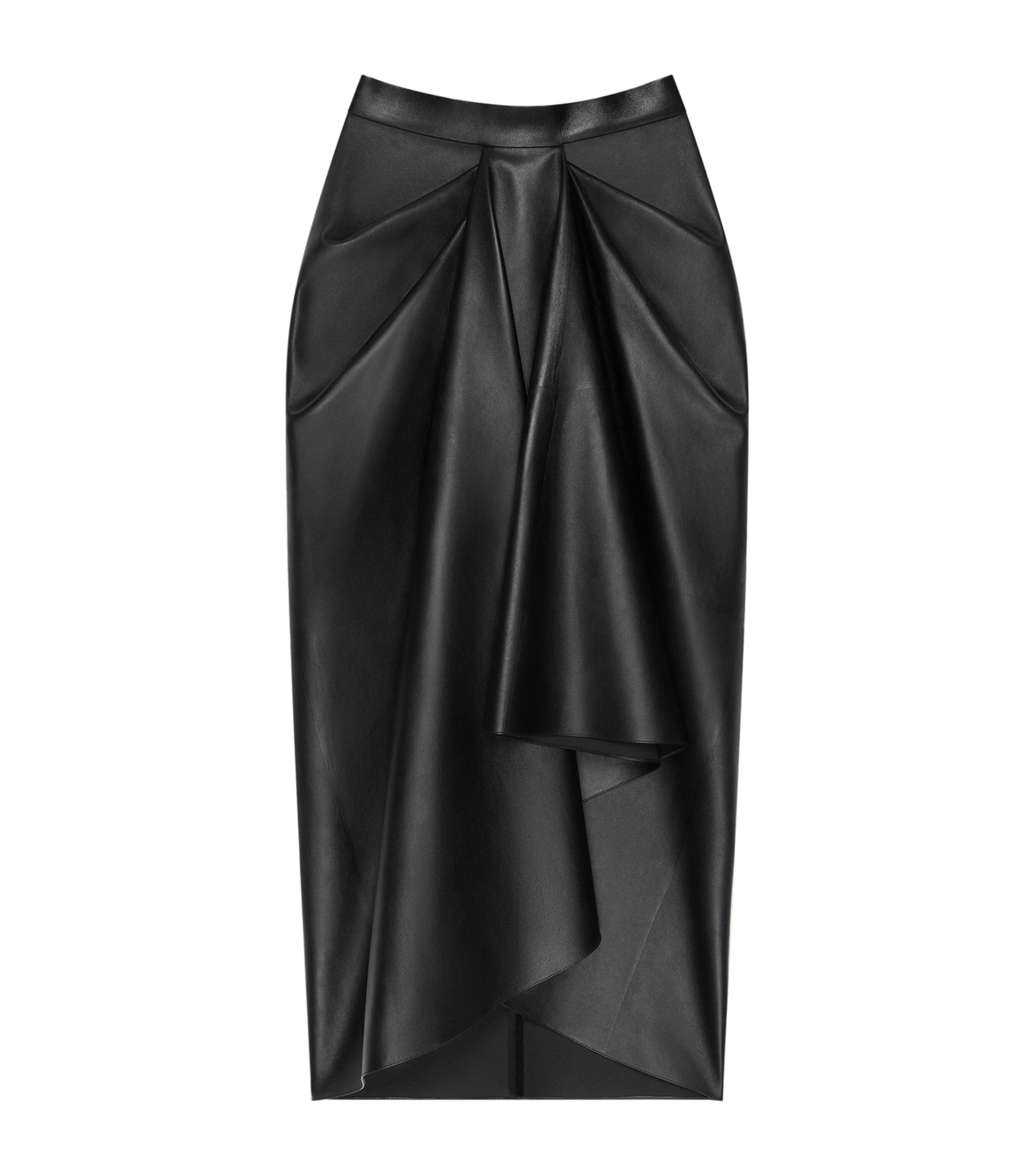Givenchy Leather Draped Midi Skirt by GIVENCHY