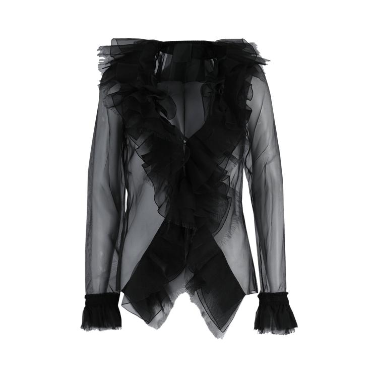 Givenchy Ruffled Silk Organza Blouse 'Black' by GIVENCHY