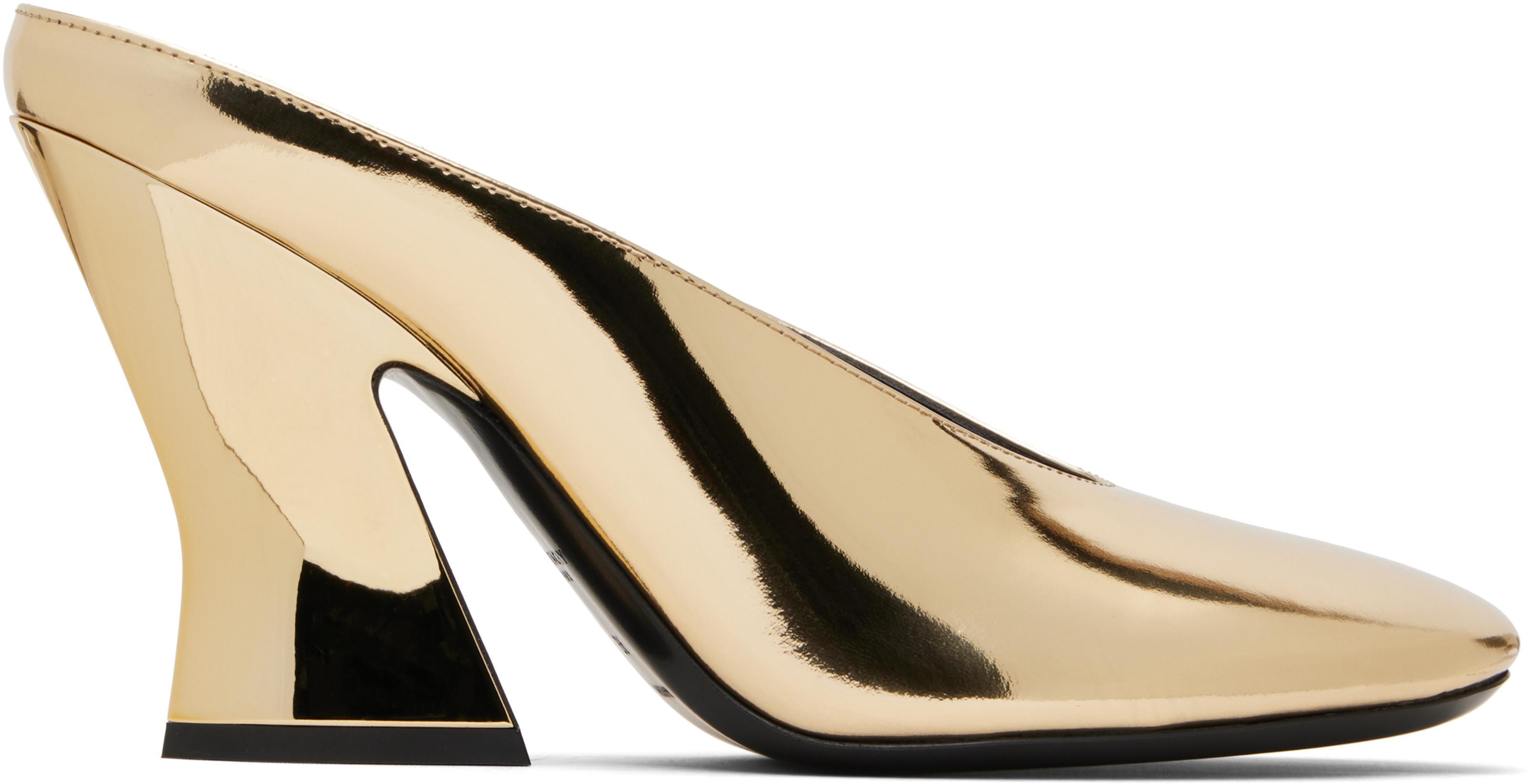 Gold Sculpted Mules by GIVENCHY