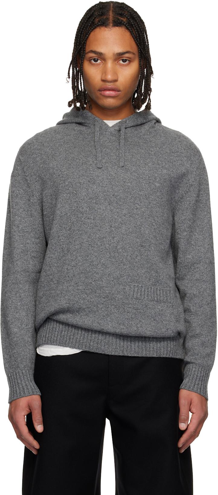 Gray Cashmere Knit Hoodie by GIVENCHY