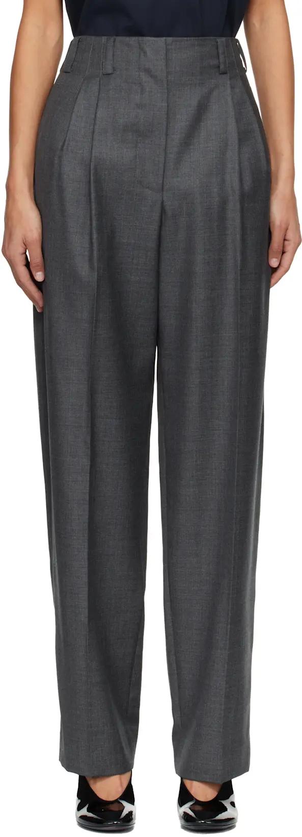 Gray Double Pleat Trousers by GIVENCHY