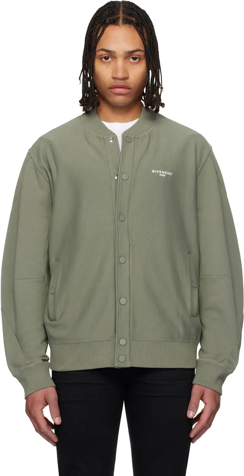 Khaki 'GIVENCHY Paris' Couture Seam Cardigan Jacket by GIVENCHY
