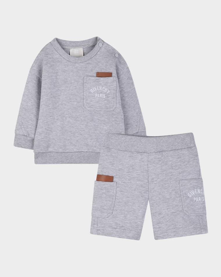 Kid's Logo Pique Sweater & Sweats Set, Size 12M-18M by GIVENCHY