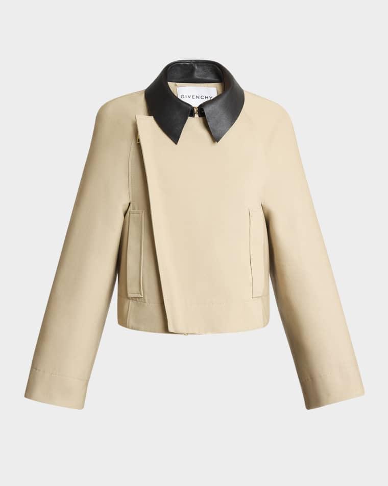 Leather Collar Zip Cocoon Jacket by GIVENCHY