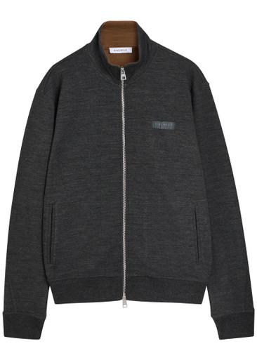 Logo-appliquéd wool-blend track sweatshirt by GIVENCHY