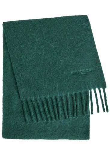 Logo-embroidered fringed alpaca-blend scarf by GIVENCHY